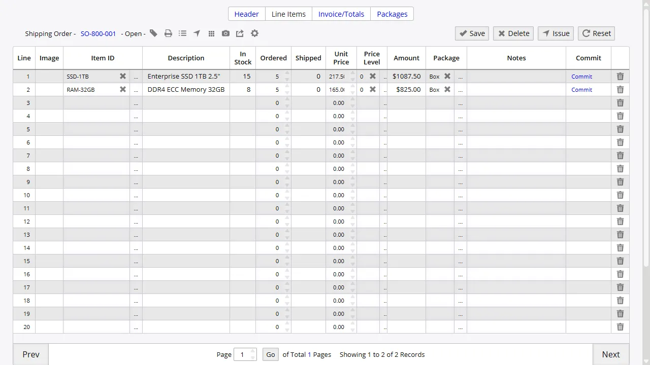 3PL shipping pick list with allocated lines and outbound pick status
