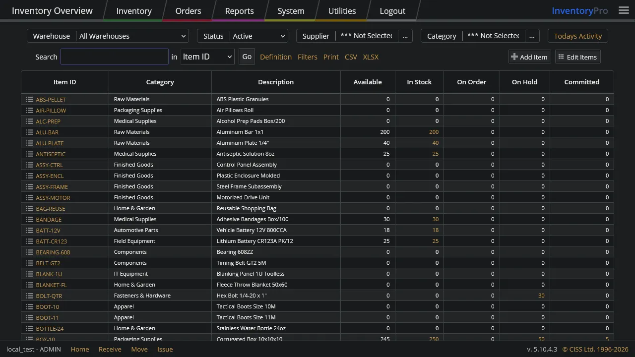 Inventory grid shown with the dark theme enabled