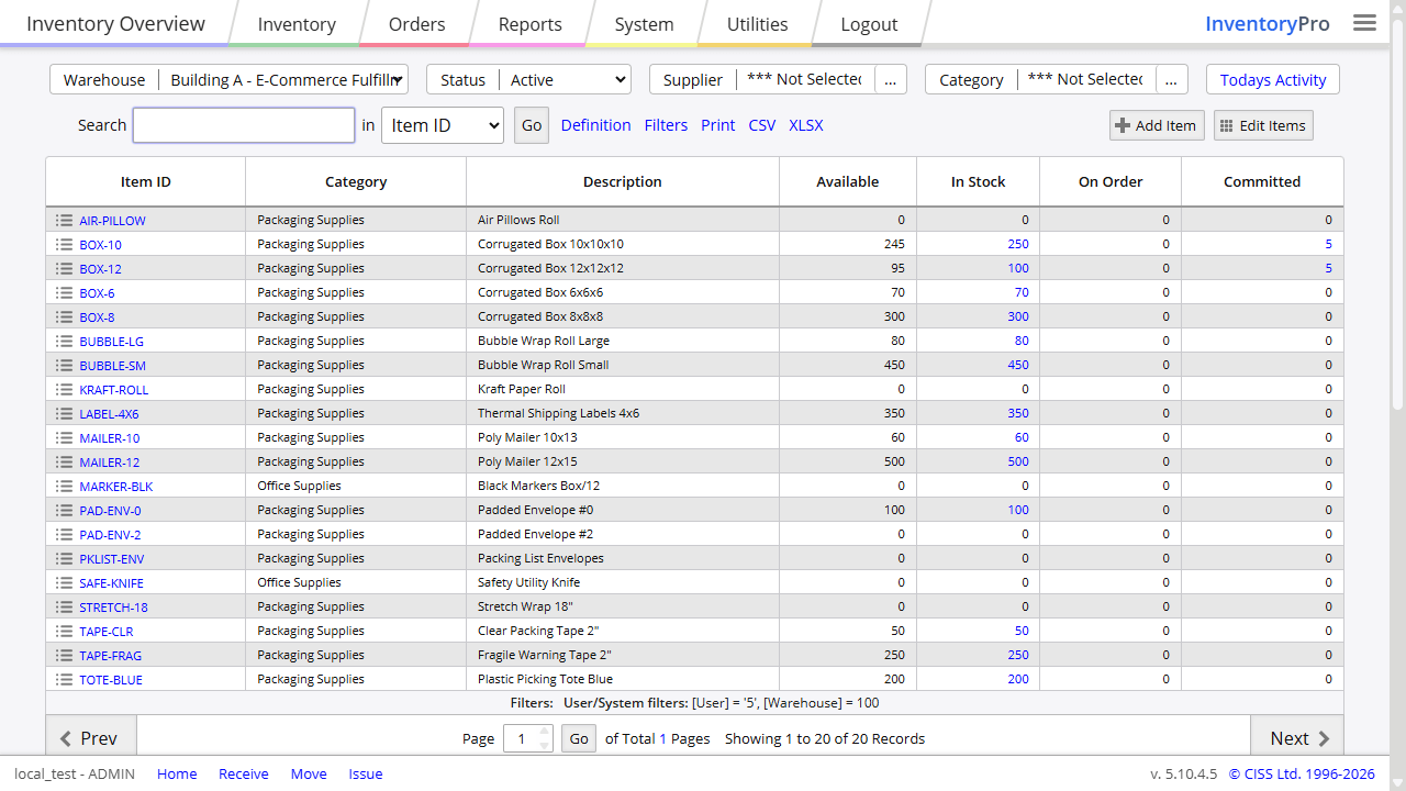 Example buttons and icons